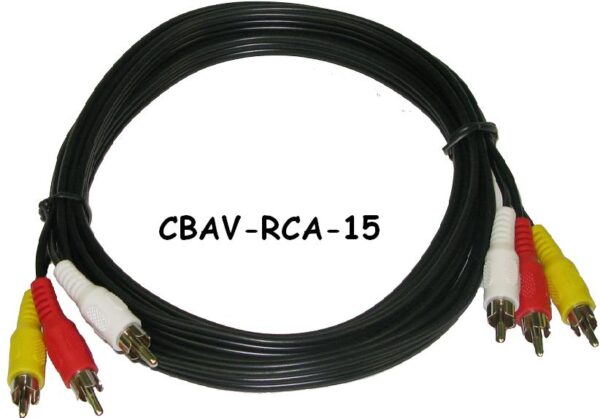 15Ft (5 meter) 3 * RCA Composite Audio Video A/V Cable for TV DVD VCR & More