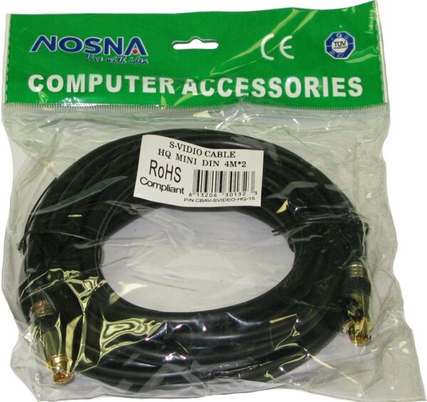 15Ft High Performance Mini Din 4-pin S-Video to Mini Din 4-pin S-Video Cable 