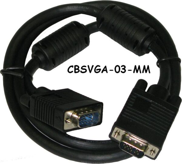 3Ft Premium Male to Male  Heavy Duty VGA SVGA Monitor Video Cable w/ Ferrite