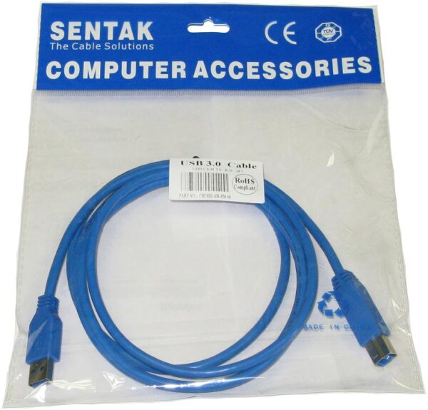 6F USB 3.0 Type AB A Male to B Male Cable MM Cord Wire 1.8M for Printer Blue 6ft