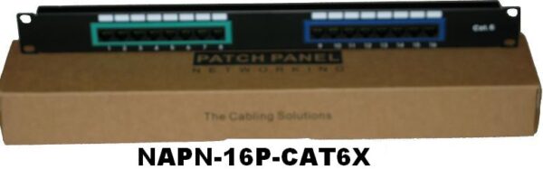 16 Port Cat.6 Unshielded Patch Panel w/Color Frame Keystone Jack