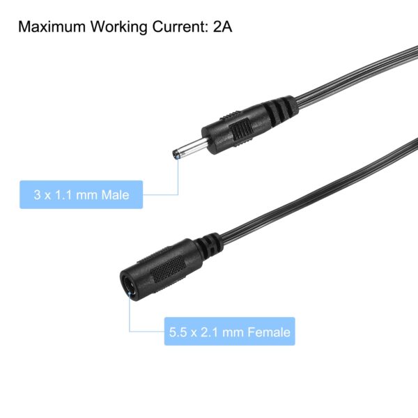 DC Power 5.5mm x 2.1mm Female to 3.5mm x 1.10mm Male Converter Plug Cable cord