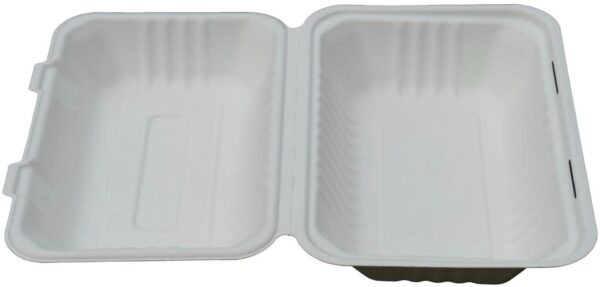Biodegradable to go containers 9” x  6” Lunch box Box : 250pcs 	White