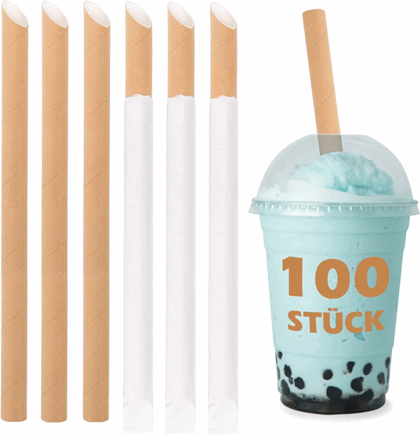 Paper Drink Bubble tea Straw 12x210mm紙吸管(珍珠奶茶用)