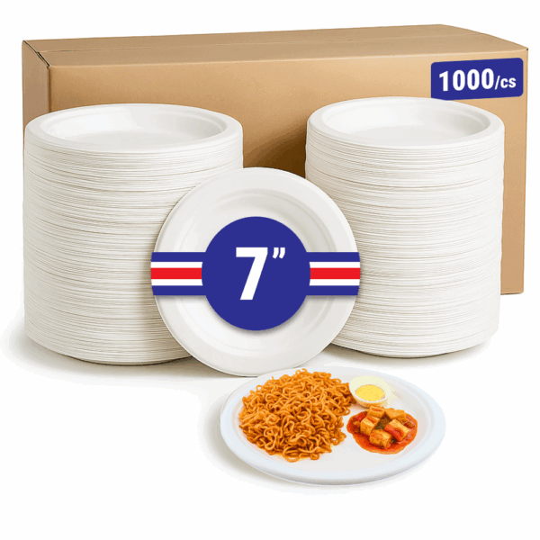 7” Biodegradable Sugarcane Bagasse  Round Plate 1000/cs